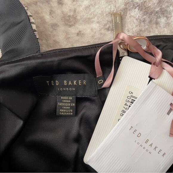 Ted Baker Mally Embellished Strap Black Bodycon Dress Size 2 New - Picture 6 of 15